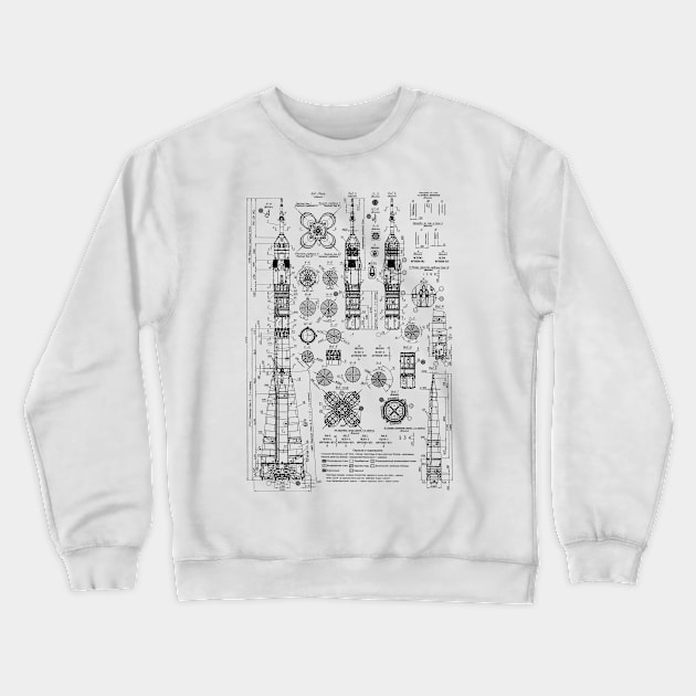 SOVIET ROCKET blueprint Crewneck Sweatshirt by Dennson Creative